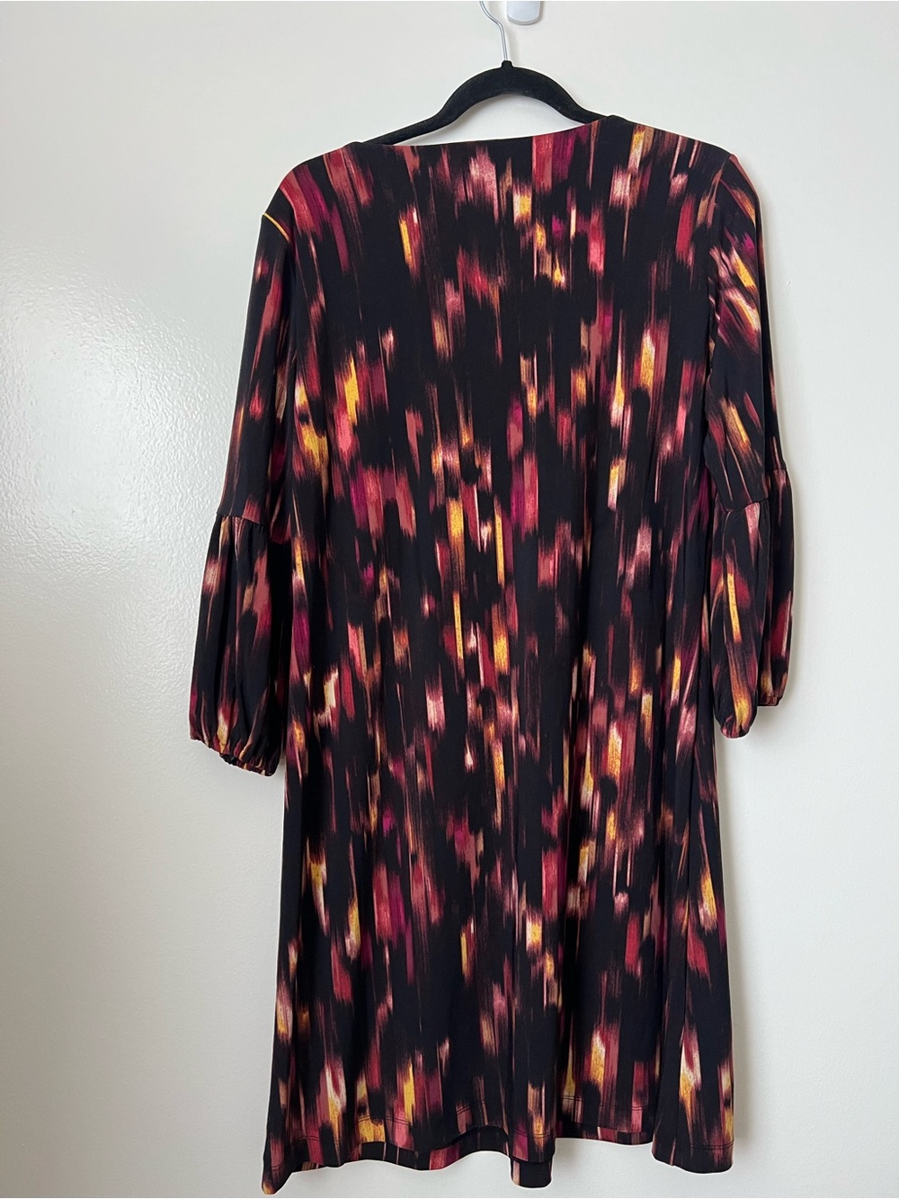 Harper Black Dress with Pink & Gold Brushstroke Pattern - Picture 4 of 6